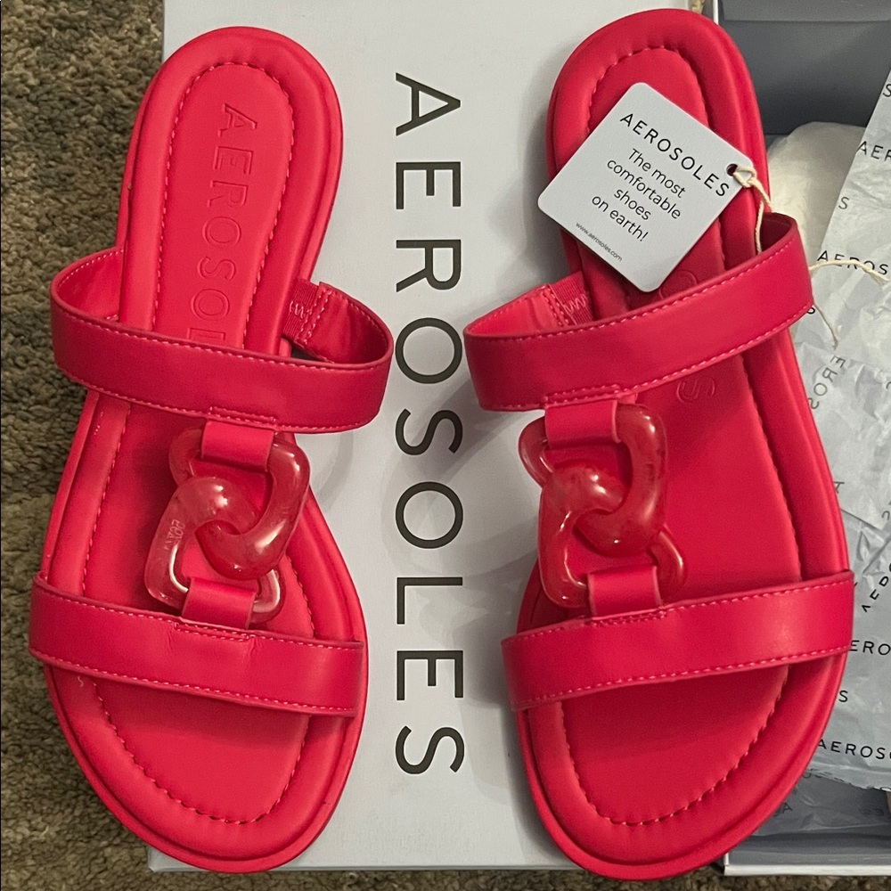 AEROSOLES Women’s Geraldine Slide Sandals Faux Leather Comfort Virtual Pink 10